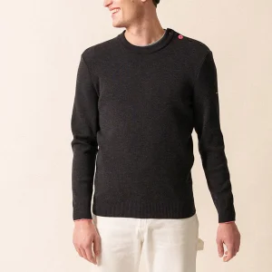 Pull marin en laine Rives - à col rond boutonné (ANTHRACITE/HOLLYWOOD)