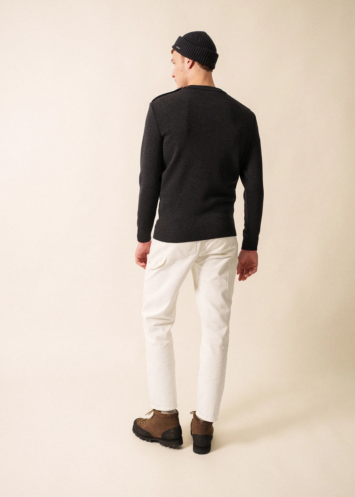 Pull marin en laine Rives – à col rond boutonné (ANTHRACITE/HOLLYWOOD)