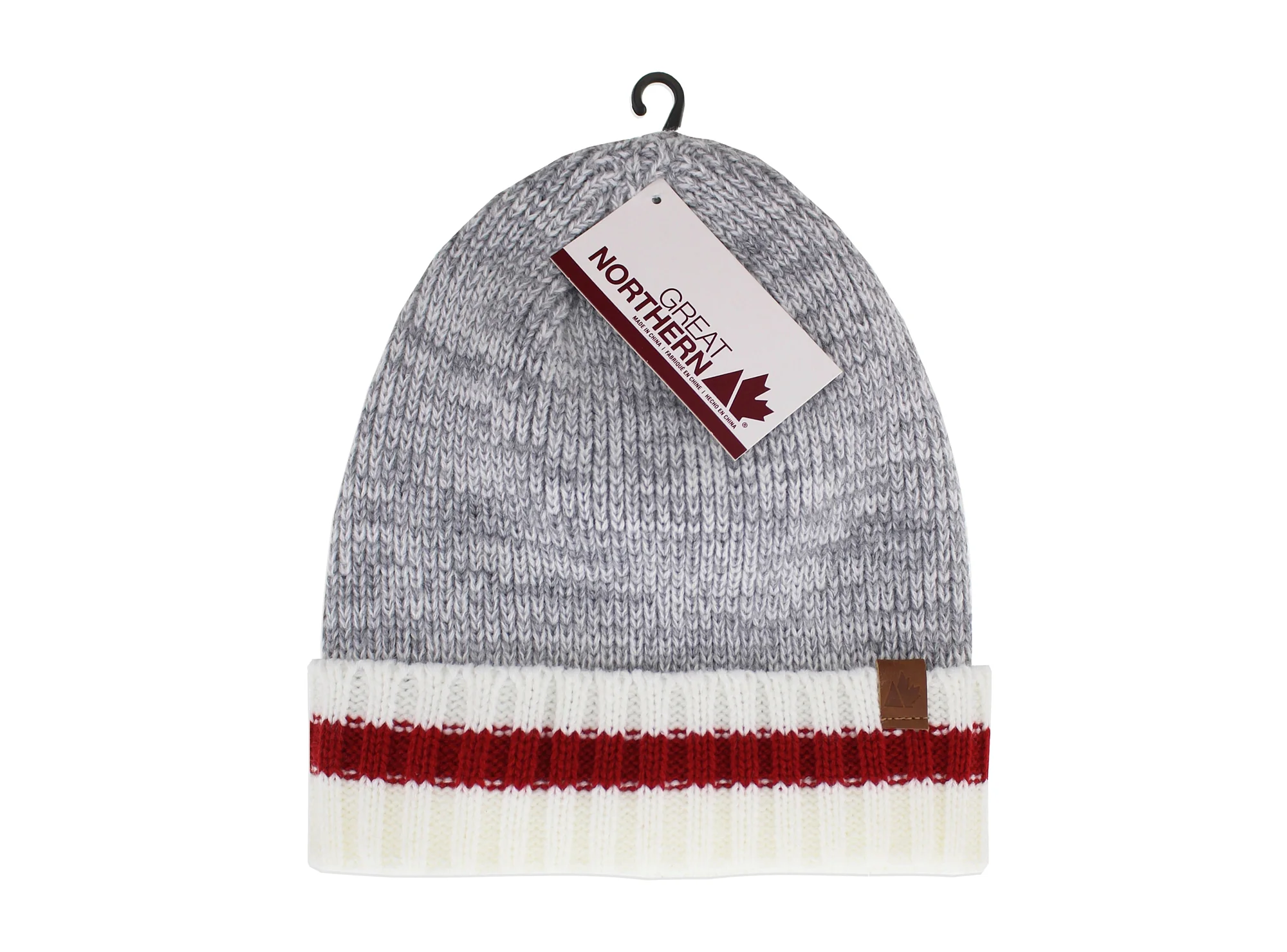 GREAT NORTHERN – Tuque pour hommes gris/rouge