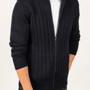 Veste en laine Calypso Réédit - à col montant (NAVY/BLANC)
