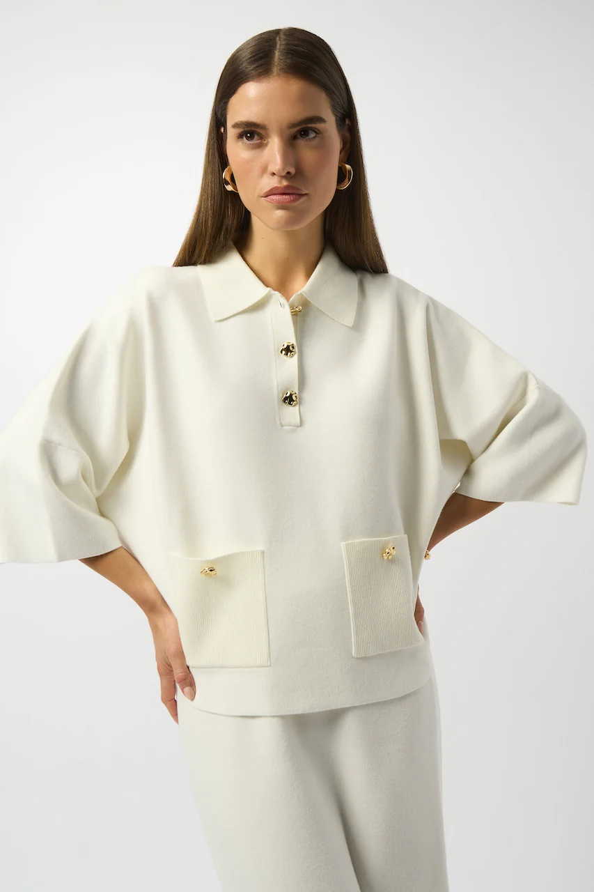 Le chandail en tricot avec col polo – Joseph Ribkoff | 253962