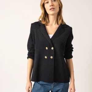 Blazer en laine Charente - à détails lurex (NAVY/CHAMPAGNE)