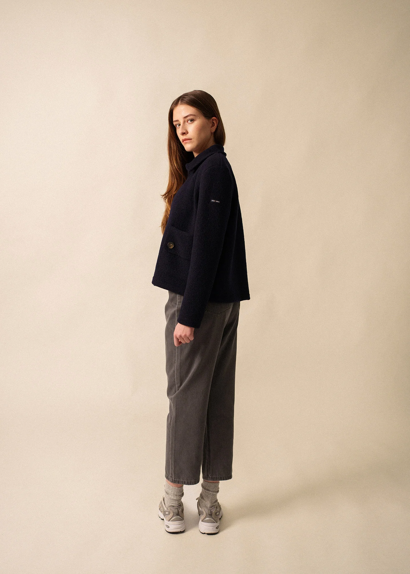 Veste Combloux – en laine bouillie (NAVY)