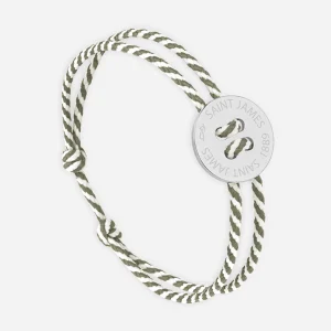 Bracelet lien Bouton - SAINT JAMES x Le Vent à la française (ARGENT/RAYE BLANC/KAKI)