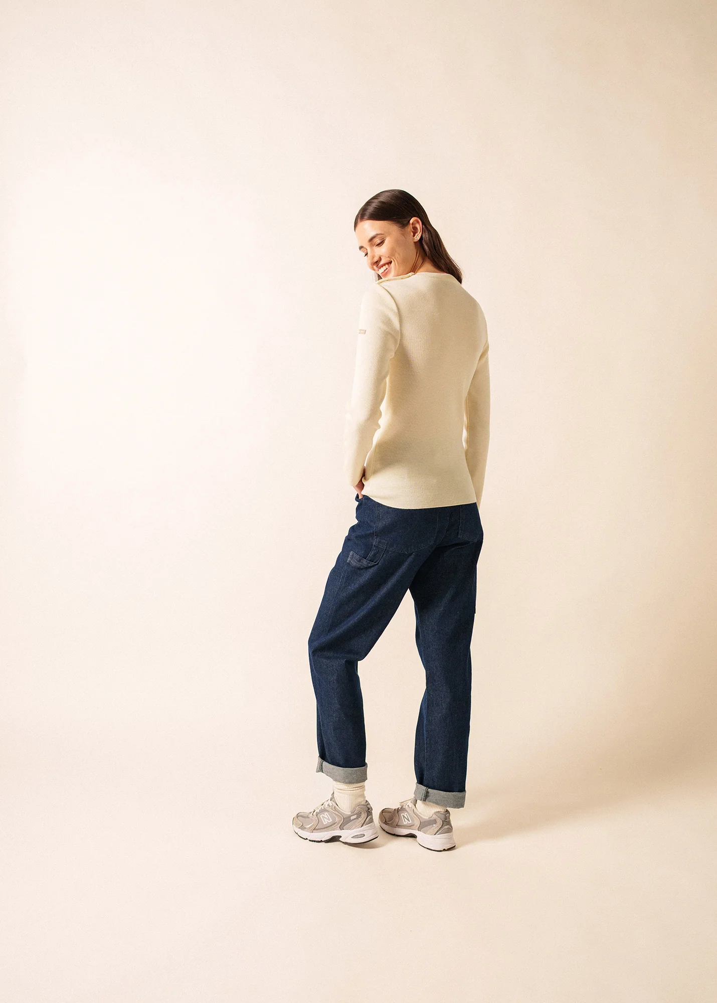 Pull marin uni Marée – en laine mérinos (ECUME)