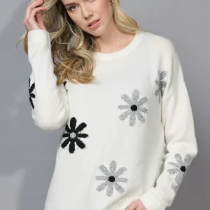 Le pull à fleurs contrastantes Picadilly | FK755YG