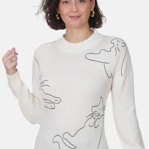 Le haut à broderie de chat Ness | N114168