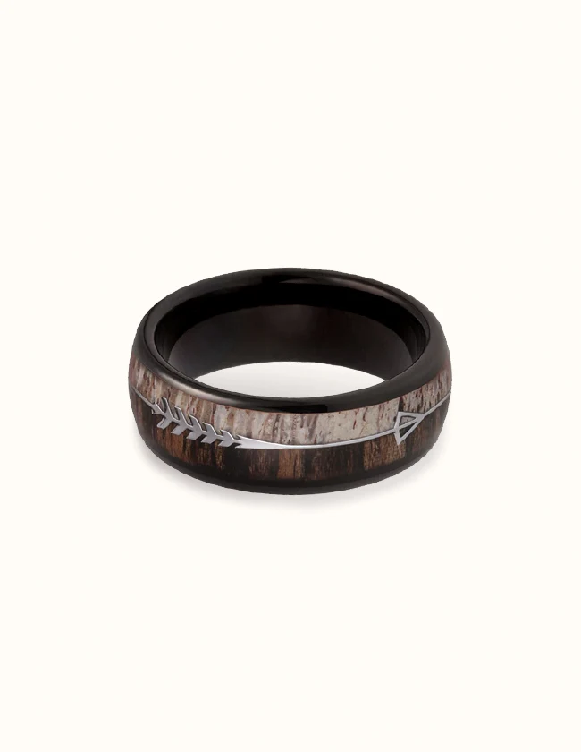 Bague en Bois et Métal Noir