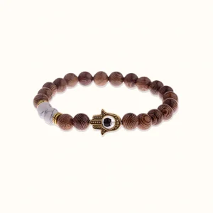 Bracelet en Bois Main de Fatma Dorée